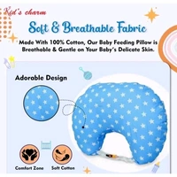 Kid's Charm Milky Star Portable 5 in 1 Baby Breast Feeding Pillow for New Born Baby | Infant Baby Nursing Feeding Pillow for Breastfeeding with Removable Cover, Cotton Pillow (Blue)