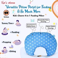 Kid's Charm Milky Star Portable 5 in 1 Baby Breast Feeding Pillow for New Born Baby | Infant Baby Nursing Feeding Pillow for Breastfeeding with Removable Cover, Cotton Pillow (Blue)