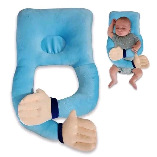 Baby Hugging Pillow for Head Shaping | Neck Support New Born Baby Infant Pillow/Takiya/Cushion (Sky-Blue)