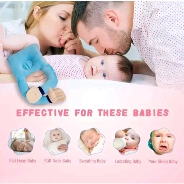 Baby Hugging Pillow for Head Shaping | Neck Support New Born Baby Infant Pillow/Takiya/Cushion (Sky-Blue)