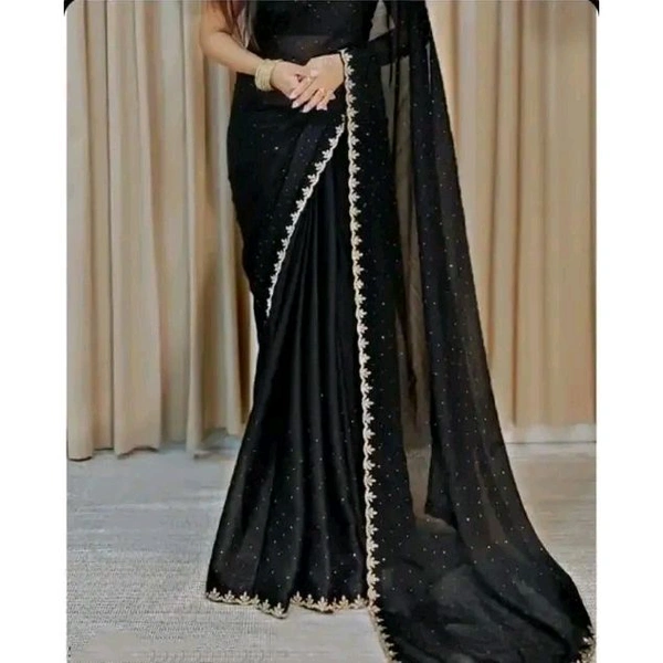 CHINON SAREES PARTYWEAR TRENDY SAREES 2025 - Black