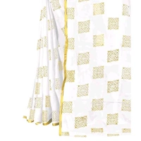 White Chiffon Lace Border Saree With Blouse - White