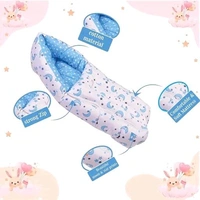 Baby Sleeping Bag for New Born (0-6 Months) - Soft Cotton, Adjustable & Portable Sleep Sack with Spacewalk Design - Cozy, Warm Winter Sleeping Bag, Machine Washable, Safe for Baby's Skin (Blue & Grey) (Star Moon Design) (Pack of 2)