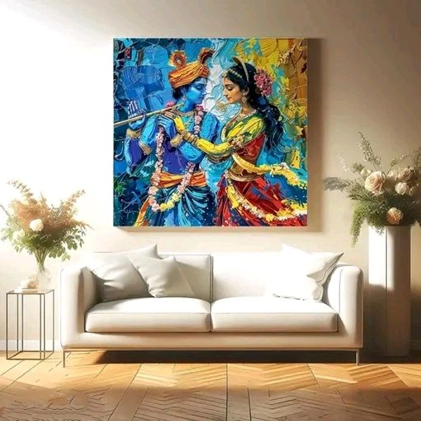 Radha Krishna Canvas Art Painting for Living | Bedroom | Pooja Room | Hotel Canvas 20 inch x 20 inch Painting