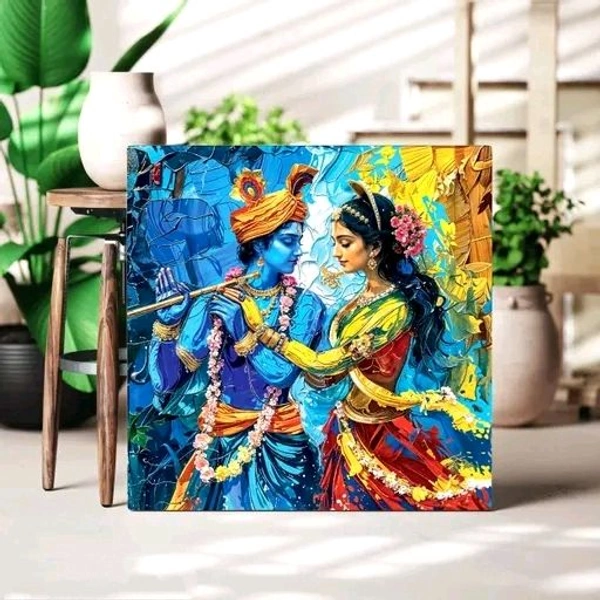 Radha Krishna Canvas Art Painting for Living | Bedroom | Pooja Room | Hotel Canvas 20 inch x 20 inch Painting