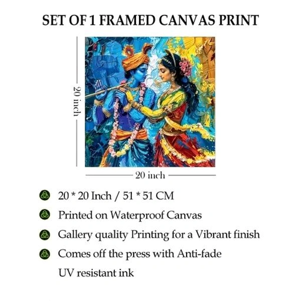 Radha Krishna Canvas Art Painting for Living | Bedroom | Pooja Room | Hotel Canvas 20 inch x 20 inch Painting