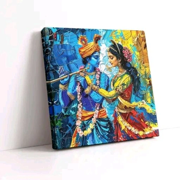 Radha Krishna Canvas Art Painting for Living | Bedroom | Pooja Room | Hotel Canvas 20 inch x 20 inch Painting