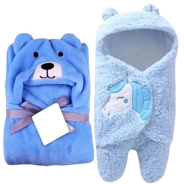 Baby Blankets New Born Combo Pack of Hooded Wearable Wrapper And Baby Bath Towel For Baby Boys And Baby Girls Pack of 2