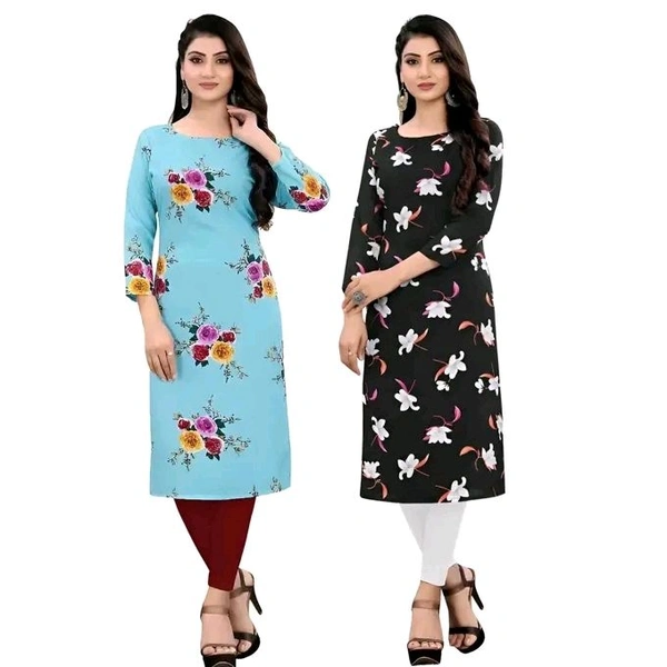 Women's and Girls Crepe Aline Straight kurti new arrival - S, Blue