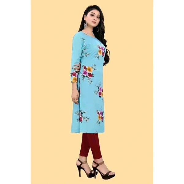 Women's and Girls Crepe Aline Straight kurti new arrival - S, Blue