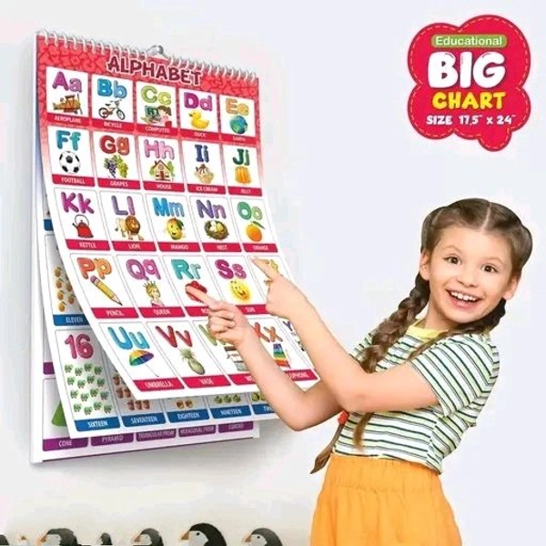 ENGLISH-HINDI Chart For Kids (16 Charts ) 36 x 50 cm - Children Spiral Wall Picture Chart