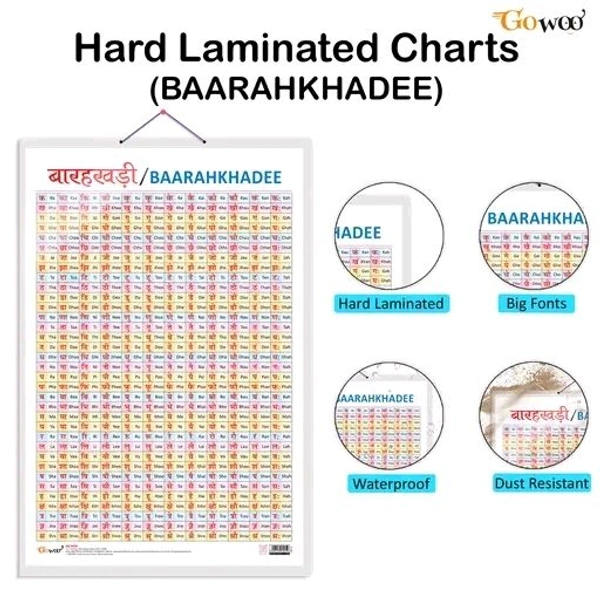 Set of 2 Hindi Varnamala and Baarahkhadee Early Learning Educational Charts for Kids | 20"X30" inch |Non-Tearable and Waterproof | Double Sided Laminated | Perfect for Homeschooling, Kindergarten and Nursery Students
