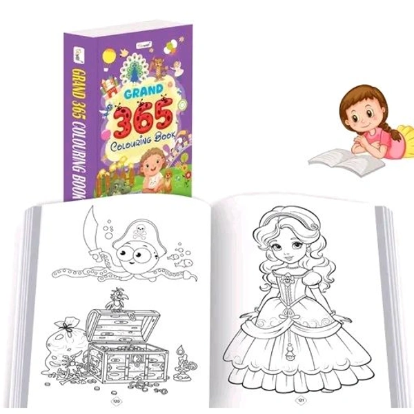 GRAND - 365 Colouring Book :- Painting and drawing book for kids, creative learning for toddlers, educational colouring book