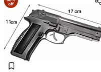 Heavy Metal Full Cock Dummy Pistol Gun Lighter with Windproof Flame Cast Iron, Nickel Pullback - Fully Metal Gun 608 Cigarette Lighter (Grey & Black) Without Gas