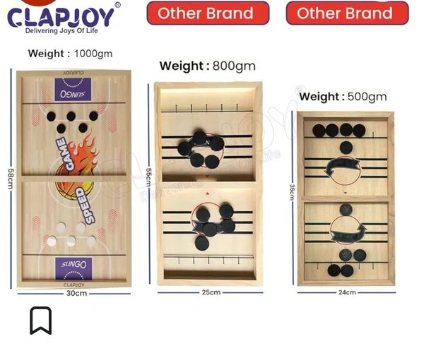 Clapjoy Slingo 2 in 1 Fastest Finger First Board Games for Adults & Kids Wooden String Hockey Game Sling Puck Board Hockey Toy Perfect for Family (Sling Puck)