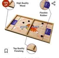 Clapjoy Slingo 2 in 1 Fastest Finger First Board Games for Adults & Kids Wooden String Hockey Game Sling Puck Board Hockey Toy Perfect for Family (Sling Puck)