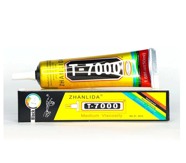 Mcare Zhanlida T 7000 50ml Mobile Display Black Glue, Multipurpose Fabric Glue, Mobile Glue for Screen Repairing, Glue drops for Jewelry, Shoes, Art and Crafts. 