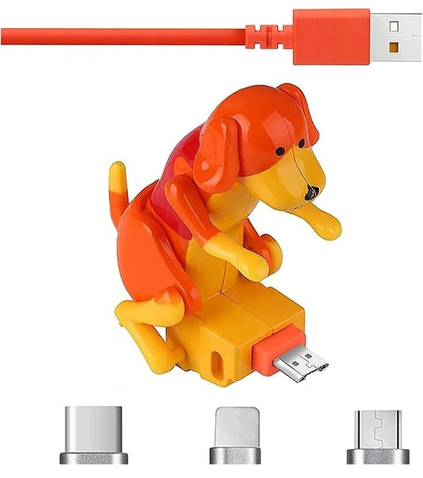 AWMSKONG Funny Humping Dog Fast Charger Cable,Portable Stray Dog Charging Cable,Dog Toy Smartphone USB Cable Charger,for iPhone Android Type-C Various Models Phones. (Orange, Type-C)  - Web Orange