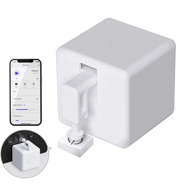AUSLESE® Auslese® Smart Button Pusher No Wiring Switch Bot Touch Control Work with Smart Life App Compatible with Alexa, Google Home & Timer Control (Fingerbot) - White
