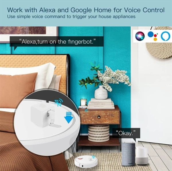 AUSLESE® Auslese® Smart Button Pusher No Wiring Switch Bot Touch Control Work with Smart Life App Compatible with Alexa, Google Home & Timer Control (Fingerbot) - White