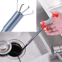 BELOXY Drain Pipe Cleaning Spring Stick, Hair Catching Drain Pipe Cleaning Claw Wire, Sink Cleaning Stick Sewer Sink Tub Dredge Remover, Spring Drain Pipe Basin Cleaner Tool (160 cm) (2)