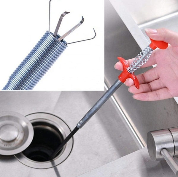 BELOXY Drain Pipe Cleaning Spring Stick, Hair Catching Drain Pipe Cleaning Claw Wire, Sink Cleaning Stick Sewer Sink Tub Dredge Remover, Spring Drain Pipe Basin Cleaner Tool (160 cm) (2)