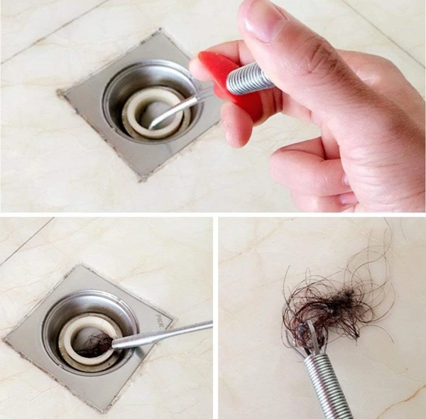 BELOXY Drain Pipe Cleaning Spring Stick, Hair Catching Drain Pipe Cleaning Claw Wire, Sink Cleaning Stick Sewer Sink Tub Dredge Remover, Spring Drain Pipe Basin Cleaner Tool (160 cm) (2)