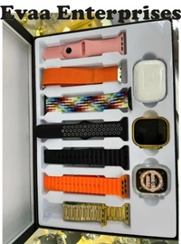 EVAAENTERPRISES I20 Amazing Boom Combo Touch Watch Golden with 6 Strap Extra and 1 TWS Smartwatch (Multicolor Strap, Free)