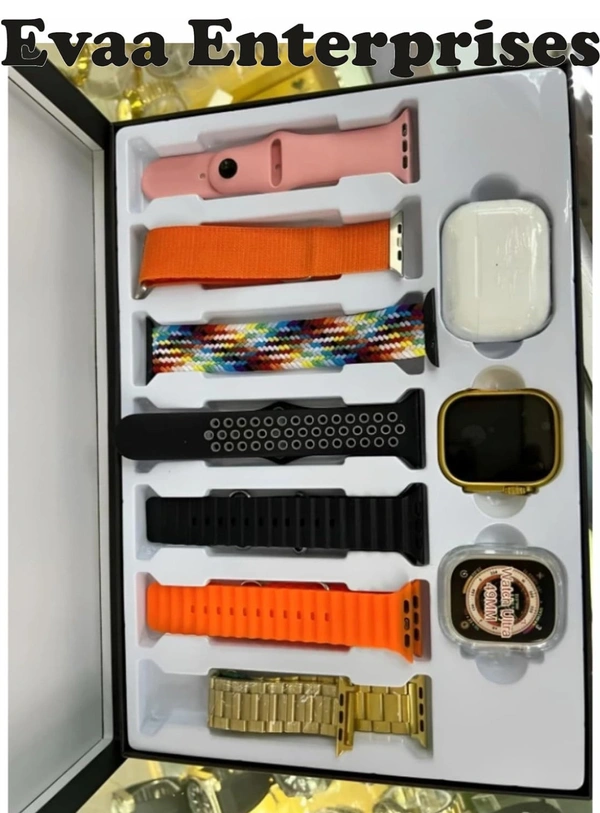 EVAAENTERPRISES I20 Amazing Boom Combo Touch Watch Golden with 6 Strap Extra and 1 TWS Smartwatch (Multicolor Strap, Free)