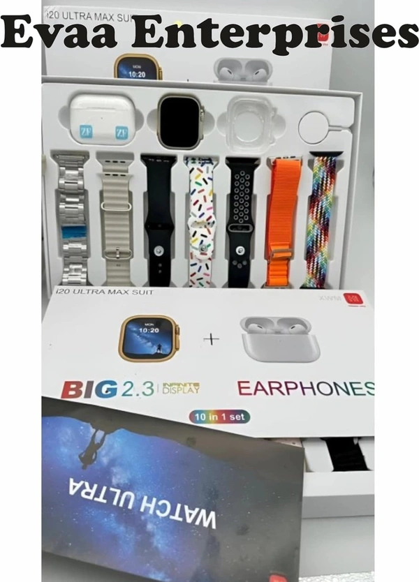EVAAENTERPRISES I20 Amazing Boom Combo Touch Watch Golden with 6 Strap Extra and 1 TWS Smartwatch (Multicolor Strap, Free)