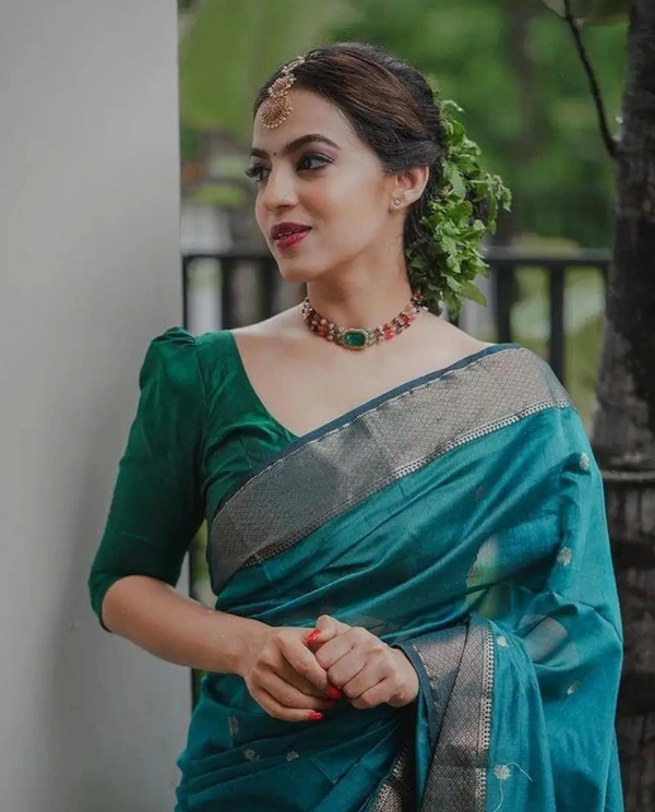 Avantika Fashion Women's Kanjivaram Soft Pure Silk Banarasi Sarees With Blouse Piece - Pine Green