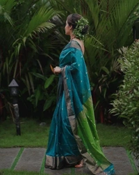Avantika Fashion Women's Kanjivaram Soft Pure Silk Banarasi Sarees With Blouse Piece - Pine Green