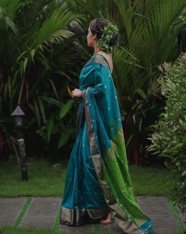 Avantika Fashion Women's Kanjivaram Soft Pure Silk Banarasi Sarees With Blouse Piece - Pine Green