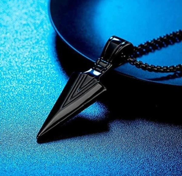 Zayraaa zayraa Stunning Trendy Black Arrow Pendant For Boys/Men| Stylish Pendant Rhodium Metallic 