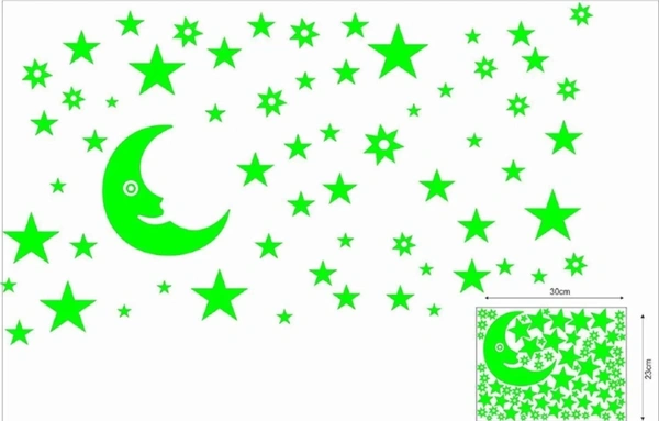 Eenfnety ™ Dreamkraft 30 cm Galaxy of Stars Big Size Moon And Stars 49 Radium Glow In Dark Wall Stickers For Bedroom /Living Room Home Decor (pack Of 1) 