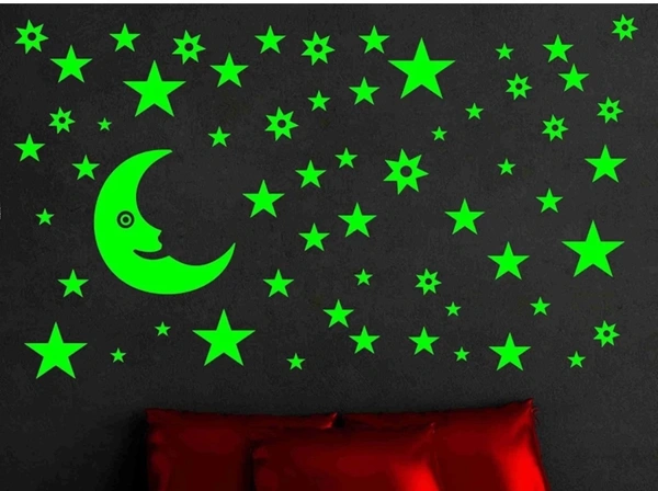 Eenfnety ™ Dreamkraft 30 cm Galaxy of Stars Big Size Moon And Stars 49 Radium Glow In Dark Wall Stickers For Bedroom /Living Room Home Decor (pack Of 1) 