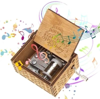 EITHEO Wooden Antique Carved Hand Crank Multicolor Happy Birthday Theme Music Box
