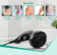 AGARO Atom Electric Handheld Full Body Massager with 3 Massage Heads & Variable Speed Settings for Pain Relief and Relaxation, Back, Leg & Foot, Black