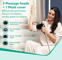 AGARO Atom Electric Handheld Full Body Massager with 3 Massage Heads & Variable Speed Settings for Pain Relief and Relaxation, Back, Leg & Foot, Black