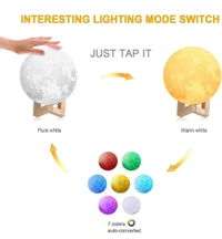 3D Moon Lamp 7 Colour 15 cm Changeable Sensor Moon Night Lamp for Bedroom, Touch Lamp, Moonlight Lamp with Stand & USB for Bedside, Valentine Gifts, Festival Gifts, Corporate Gifts, Wedding Gifts