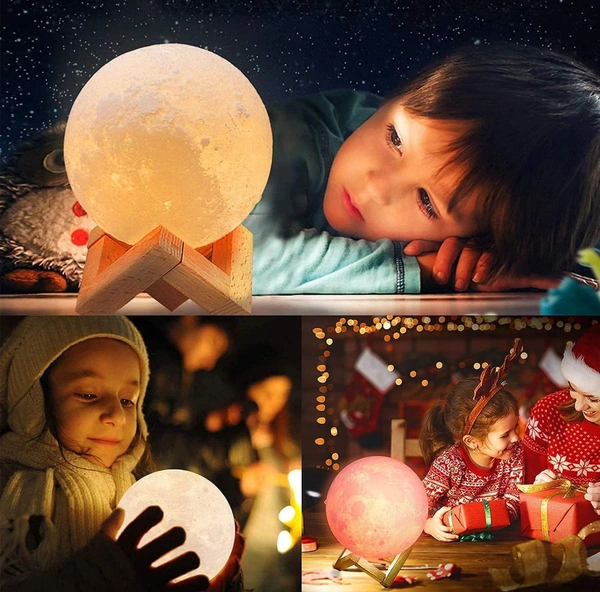 3D Moon Lamp 7 Colour 15 cm Changeable Sensor Moon Night Lamp for Bedroom, Touch Lamp, Moonlight Lamp with Stand & USB for Bedside, Valentine Gifts, Festival Gifts, Corporate Gifts, Wedding Gifts