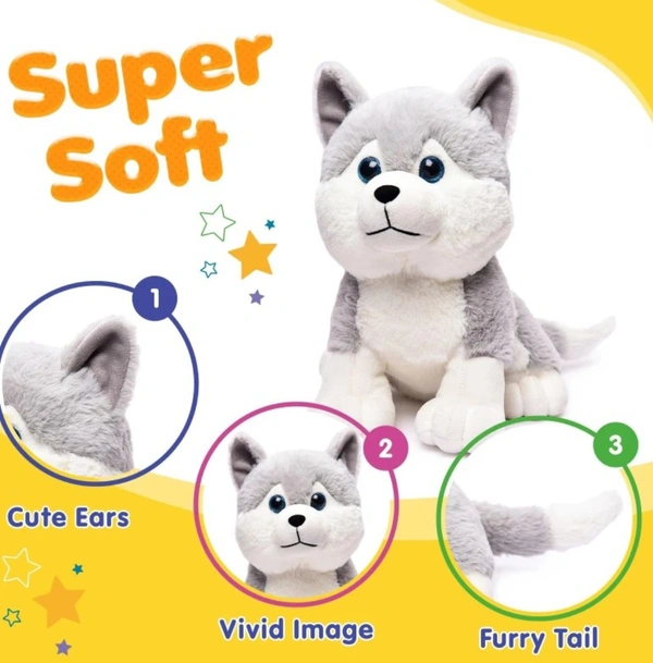 Webby Big Size Plush Husky Dog Stuffed Animal Soft Toy, Gifts For Kids And Adult 40cm (