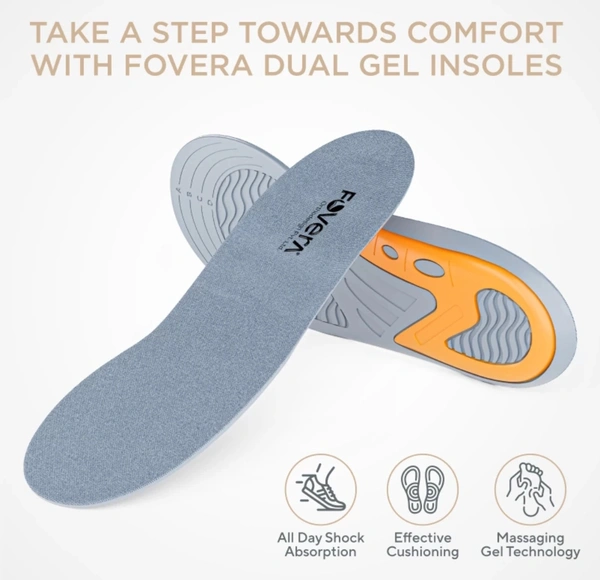 FOVERA Gel Insoles - Shoe Inserts For Walking, Running Hiking - All Day Comfort  - Bright Sun