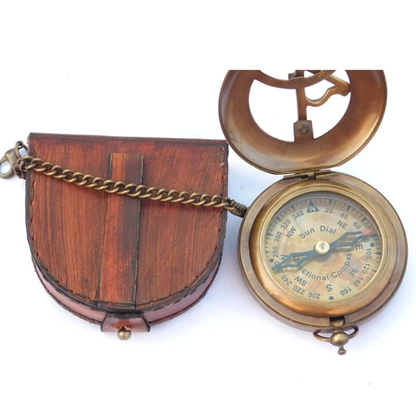 UNIQUE NAUTICAL Pocket Compass Watch for Navigation | Antique Compass | Little Compass Set | Brass Compass