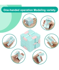 Adlon Infinity Cube Fidget Toy Stress Relieving Fidgeting Game for Kids and Adults,Cute Mini Unique Gadget for Anxiety Relief and Kill Time (Macaron Blue)