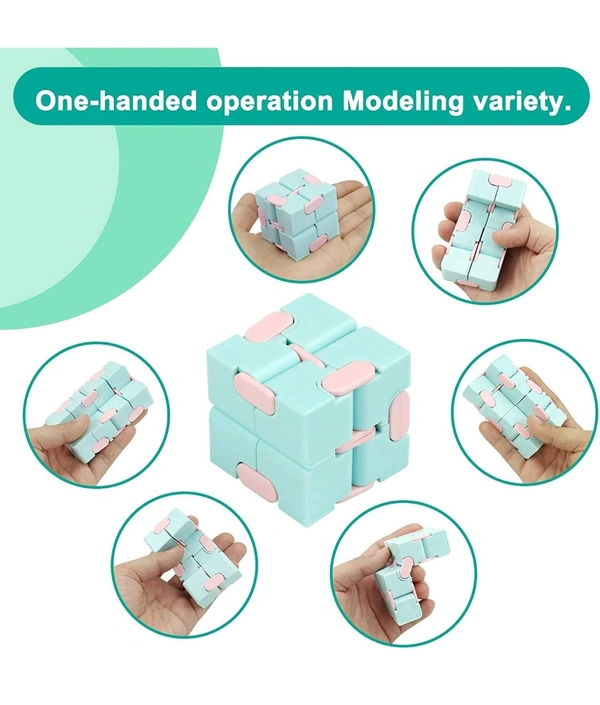 Adlon Infinity Cube Fidget Toy Stress Relieving Fidgeting Game for Kids and Adults,Cute Mini Unique Gadget for Anxiety Relief and Kill Time (Macaron Blue)