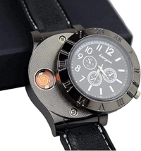 Luvy USB Cigarette Lighter Watch Rechargeable flameless Windproof Unique Designer Wristwatch .2 in 1 Watch Lighter for Cigarette Stylish (Black)59%off