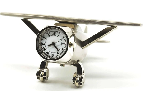 ZAHEPA Airplane Miniature Desk Clock, Analog Table Clocks, Paper Weight Stylish, Manual Time Adjustment & Easy Battery Replacement, Ideal for Student & Kids Bedroom