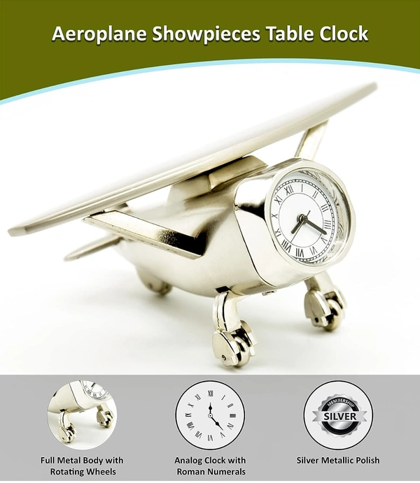 ZAHEPA Airplane Miniature Desk Clock, Analog Table Clocks, Paper Weight Stylish, Manual Time Adjustment & Easy Battery Replacement, Ideal for Student & Kids Bedroom