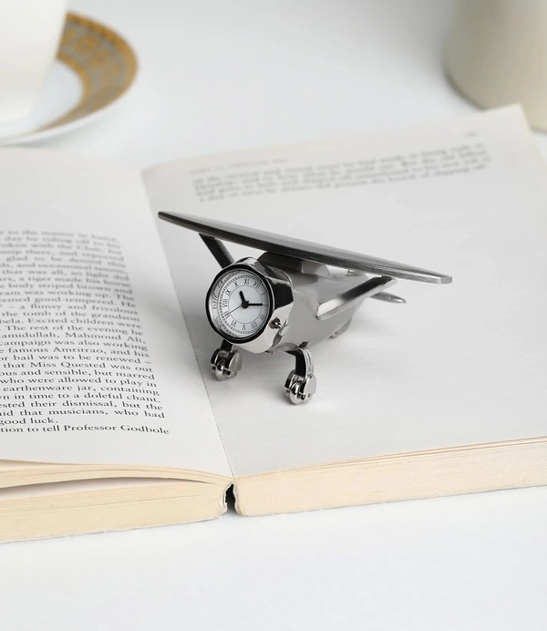 ZAHEPA Airplane Miniature Desk Clock, Analog Table Clocks, Paper Weight Stylish, Manual Time Adjustment & Easy Battery Replacement, Ideal for Student & Kids Bedroom